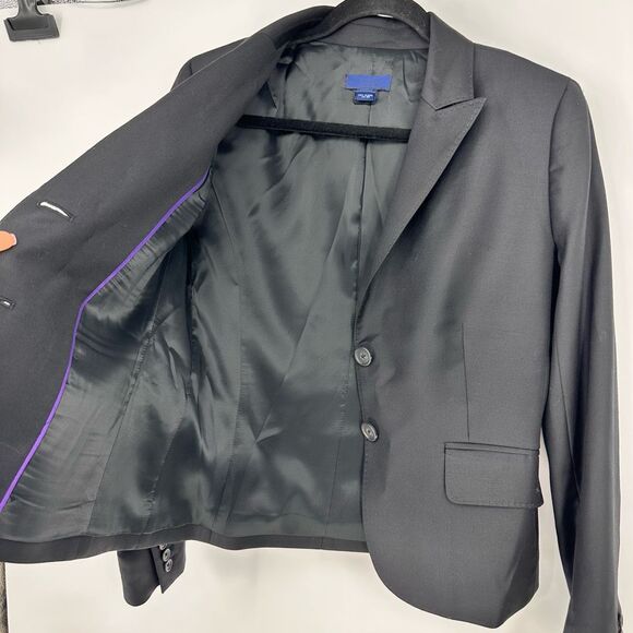 J. Crew Womens Blazer Wool Size 4 Super 120s Black Classic - Picture 5 of 9